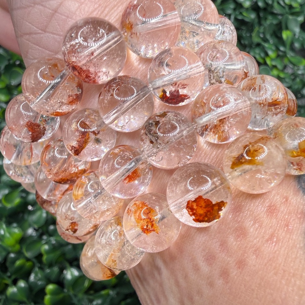 High Quality Natural Fire Quartz 10-11mm Beaded Bracelet - Picture 4 of 6